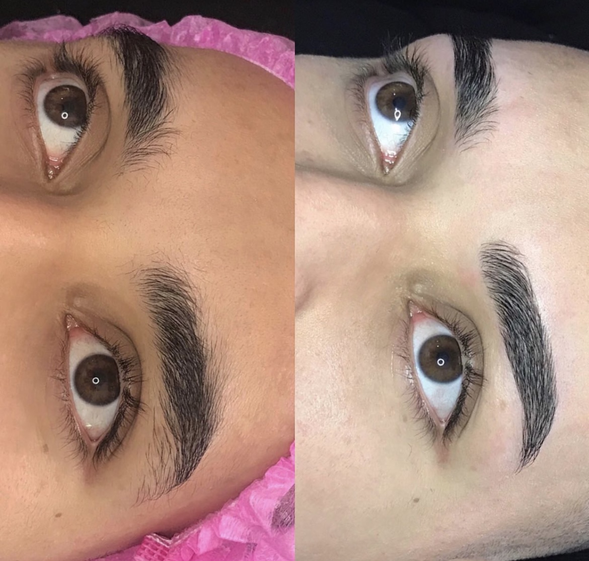 Antes e depois de design de sobrancelha